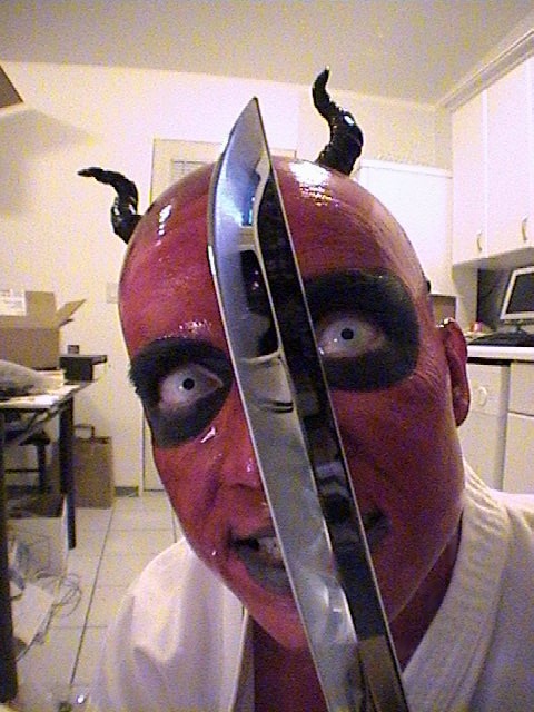 face close-up with sword