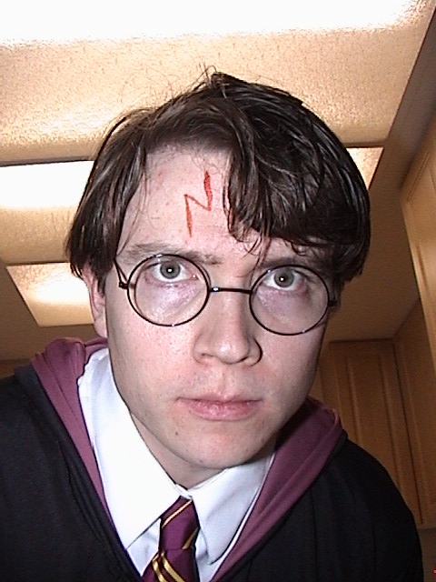 me in Harry Potter costume: scar shot