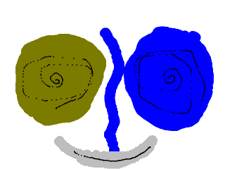 cheesy French-restaurant-logo-esque cartoon face